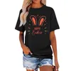 Camiseta feminina casual moda camiseta em torno do pescoço manga curta topo engraçado impresso jovem magro-tipo versátil pulôver coquette