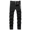 Hip Hop Jeans Designer Jeans Hommes Lettre Broderie Jeans Hommes Genou Skinny Droit Taille 29-38 Denim En Gros 3652