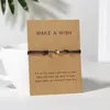Länk armband lycklig flätad armband för önskekortstjärna charm justerbar vax rep vänskap smycken gåva kvinnor