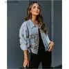 Women's Jackets Leopard Splicing Denim Jackets Trend Long Sleeve Cardigan Button Jean Coats Designer Female Winter Casual Outerwear 240301