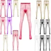 Calcinhas femininas homens brilhantes cor sólida sissy meias ultra-finas bodystockings cintura alta ver através de meia-calça sexy acessório solteiro