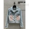 Damenjacken Designer Luxus Fashion Runway Frühling Allmähliche Veränderung Cowboy Einreihige Jeansjacke Frauen Umlegekragen Taschen Patchwork Mantel