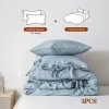 Set Simple&Opulence 100% Linen Bedding Set 3Pcs Natural Flax Breathable King Size with Tie Closure Pillowcase Duvet Cover Sheet Sheer Curtains