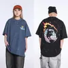 24ss USA World Globe Splash Ink Disegnato a mano Vintage Print Washed Tee Maglietta da uomo Primavera Estate Donna Oversize Street skateboard Maglietta casual in cotone 0301