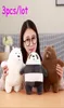 3pcslot 30cm Kawaii We Bare Bears Plush Toy Cartoon Bear Stuffed Grizzly Gray White Bear Panda Doll Kids Love Birthday Gift LA0288065472