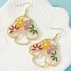Kolczyki Dangle Retro Grzyb Kwiat dla kobiet Kreatywny kolorowy olej kroplowy w stylu wiejskim biżuteria na prezent świąteczny
