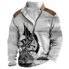 Men's Hoodies Vintage Zip Sweater 3d Nautical Print For Men Fashion Street Top Retro Oversize Pullover Outdoor Casual Sweatshirt