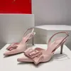 Topkwaliteit Rene Caovilla Hoge hak Dress Shoes Casual Satin Bow Crystal Square gesp