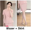 Vestidos de trabalho ternos calças e jaqueta define senhoras escritório uniforme estilo pantsuits verão rosa blazer feminino