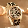 Wristwatches Geneva Women's Watches Fashion Leopard Print Ladies Silicone Band Quartz Price Drop Reloj