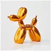 Ghirlande di fiori decorativi Palloncini lucidi Statua del cane Vasi da fiori Cani di simulazione Resina Animale Arte Scpture Artigianato Decorazione della casa Dhlqo