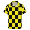 Men's Casual Shirts Two Tone Black And Yellow Vacation Shirt Mod Checkers Hawaii Funny Blouses Short Sleeve Graphic Tops Large Size