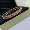 Designer Van clap Fanjia V Gold Caleidoscoop Narrow Edition Enkele rij volledige diamanten rijstbalarmband voor damesmode Lichte luxe en kleine groepsarmband W0X0