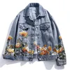 Giacche da donna Primavera Nuovo Jeans con fiori ricamati Cappotto corto Capispalla in denim 240301