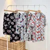 Foreign Trade Order! Japanese G-family Summer Cartoon Hero Print Knitted Cotton Embroidered Short Sleeve Pajamas Home Furnishings Couples