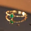 Cluster Rings 925 Sterling Silver Emerald Zirconia Ring Vintage Simple Justerable Luxury Women's Engagement Wedding Party