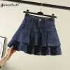 rok Gemutlich Chinese Maat S9XL Dames Denim Minirok Jeans Ruches Bodycon Shorts Rok Hoge Taille Nieuwe Zomer Preppy Stijl