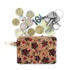 Porte-monnaie en liège, 30 pièces, impression florale et papillon, sac portable à ligne d'oreille courte avec porte-clés