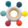 Bastoncino per massaggiagengive in silicone per alimenti per bambini Giocattoli per neonati Combinazione di massaggiagengive in silicone per bambini in legno