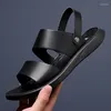 Sandals Men's Genuine Leather Outdoor Indoor House Platform Male Beach Shoes Casual Men In Summer For