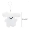 Nyckelringar B36D 8cm Plush Pendant Soft White Animal Glasses Charm Keychain Ornament för telefoner Bilryggsäcksdekorationer