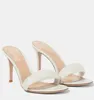 Brands Sexy slipper sandal gianvito&Rossi Bijoux 85mm leather mules heels calf skin leather summer slip on woman high heels wedding party dress pumps with box 35-43