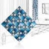 Square Glass Mosaic Sheets, Making Creative Blue Glass Mosaic Pieces with Metal Piecse blandat för DIY -hantverk, hemdekorativa, vaser, trädgårdsdekor mosaikförsörjning