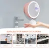 Liquid Soap Dispenser 1 Set Rechargeable Foaming Hand Wall Mounted With Fill Light & Mirror Pink