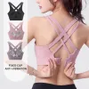 Reggiseni con coppa fissa incrociata, bella schiena, reggiseno sportivo, pettorale integrato, regolabile, antiurto, per yoga, fitness, taglie forti