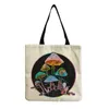 Evening Bags Portable Handbags Shopper Bag High Capacity Eco Friendly Ladies Butterfly Mushroom Print Outdoor Beach Customizable Tote