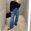 Women's Pants 2024 Spring Low-rise Jeans High-quality Wide-legged Fashionable Versatile Oblique Doorstop Y2k