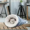 Mats New Cat Bed Soft Plush Warm Cat Sleeping Bag Deep Sleep Cave Winter Removable Pet House Bed For Cats Puppy Kitten Nest Cushion