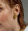 スタッドイヤリング女性用のゴールドメッキナゲットlavaしわの非対称の不規則なクリエイティブジュエリーヴィンテージ1052177