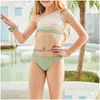 Endelar sommar baby flicka bikini set badkläder baddräkt flickor semester söt solid två stycken baddräkt badkläder droppleverans barn dhwfu