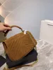 Borsa a tracolla di design di qualità classica in pelle di cervo in velluto da donna con catena, misura 24 cm