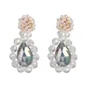 Boucles d'oreilles pendantes HYSECMAO luxe fait à la main perles cristal goutte boucle d'oreille mode été déclaration bijoux fête de mariage pour les femmes