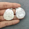 Pendant Necklaces White Shell Buddha Hand Carved MOP Laughing Charm For Necklace Making Buddhism Amulet Jewelry