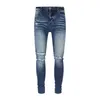 Ami Designer Erkek Mor Kot High Street Hole Patch Erkek ve Kadın İşlemeli Yıldız Panel Pantolon Streç İnce Pantolon29-40