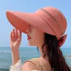 지퍼 빈 탑 모자 cycilng anti-uv 햇볕에 태양 모자 여성 접이식 빅 브림 모자 바이저 모자 240221