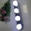 Lampada da parete 4 lampadine Specchio per trucco Luce Faro installato Comoda ventosa LED Alimentato a batteria Regalo