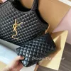 Große Kapazität Einkaufstasche Maxi Einkaufstasche Strand Designer Taschen Echtes Leder Frauen Tote Designer Gitter Handtasche Geldbörse Reise Umhängetasche Schulter