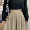 Robes décontractées Lucyever Vintage Brown taille haute jupe plissée femmes mode coréenne collège style longues dames automne une ligne jupes