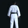 Produkte Erwachsene Kinder Männer Frauen Schwarz Taekwondo Uniform Dobok Wtf Baumwolle Tae Kwon Do Set Kleidung TKD Kleidung Sets Gürtel Karate Anzüge