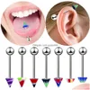 Anneaux de nez Goujons 10pcs / Set Couleur Mélange Mode Body Piercing Bijoux Acrylique Acier inoxydable Sourcils Bar Lèvre Nez Barbell Anneau Nav Dhftp