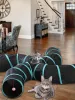 ケージ折りたたみ可能なペット猫トンネル4ホールペットチューブ折りたたみ式プレイおもちゃ屋内子犬トレーニングおもちゃ1.7