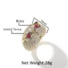 Anel de coruja 18K Hip Hop personalizado anel animal de zircônia incrustada de cobre