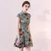 Ethnic Clothing Sexy Short Cheongsam 2024 Summer Small Fragrance Improved Girls Elegant Daily Thin Chinese Style Evening Dress Qipao For