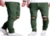 Cały proste zbite spodnie Mężczyźni 2017 Brand Nowy hip hop zielone chude dżinsy Mężczyźni Slim Fit Biker Dżinsy Homme Casual Pants Trouser8358102