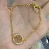 Kadınların kızının zarif 18k altın kristal cazibesi ayı bilezik zinciri bileklik lüks marka tasarım mektubu kolye yonca çiçek bilezik düğün partisi takı erişimi