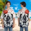 Chemises décontractées pour hommes Samurai Warrior Impression 3D pour hommes Vêtements Japon Fleurs de cerisier Graphique Chemise de plage Harajuku Mode générale à manches courtes